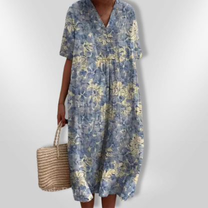FloraLuna – Zomerse Damesjurk met Bloemenprint en V-hals
