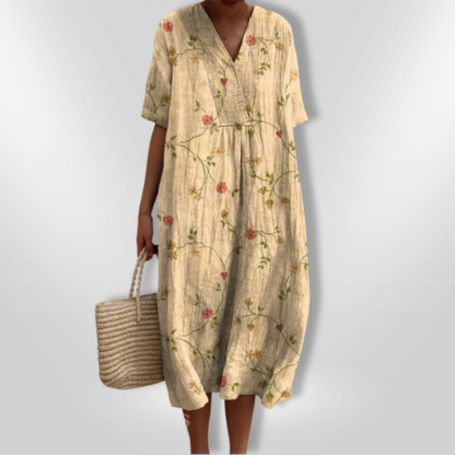 FloraLuna – Zomerse Damesjurk met Bloemenprint en V-hals