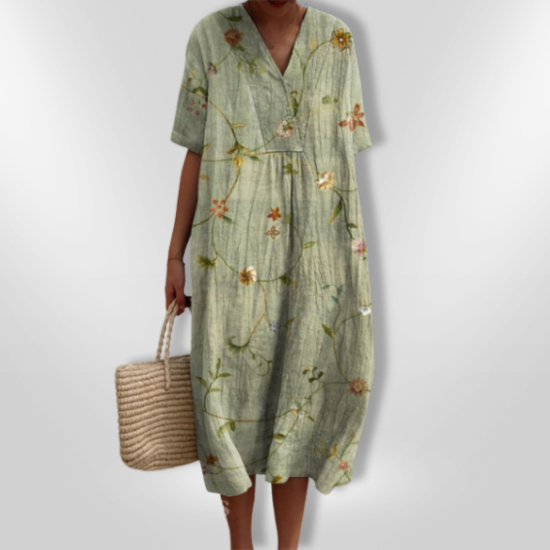 FloraLuna – Zomerse Damesjurk met Bloemenprint en V-hals