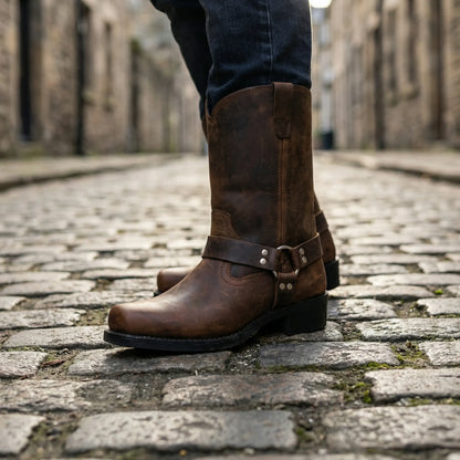 Handgemaakte Vintage Western Laarzen Heren met Harness – Cognac, Eiken of Zwart