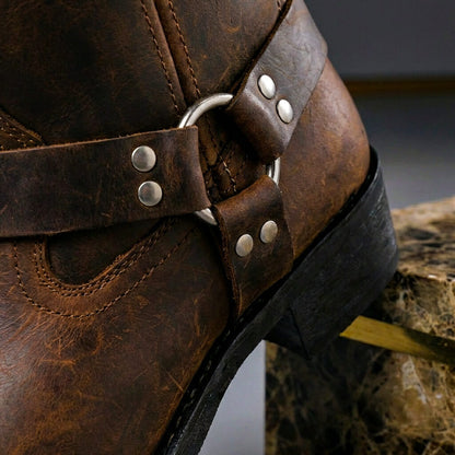Handgemaakte Vintage Western Laarzen Heren met Harness – Cognac, Eiken of Zwart