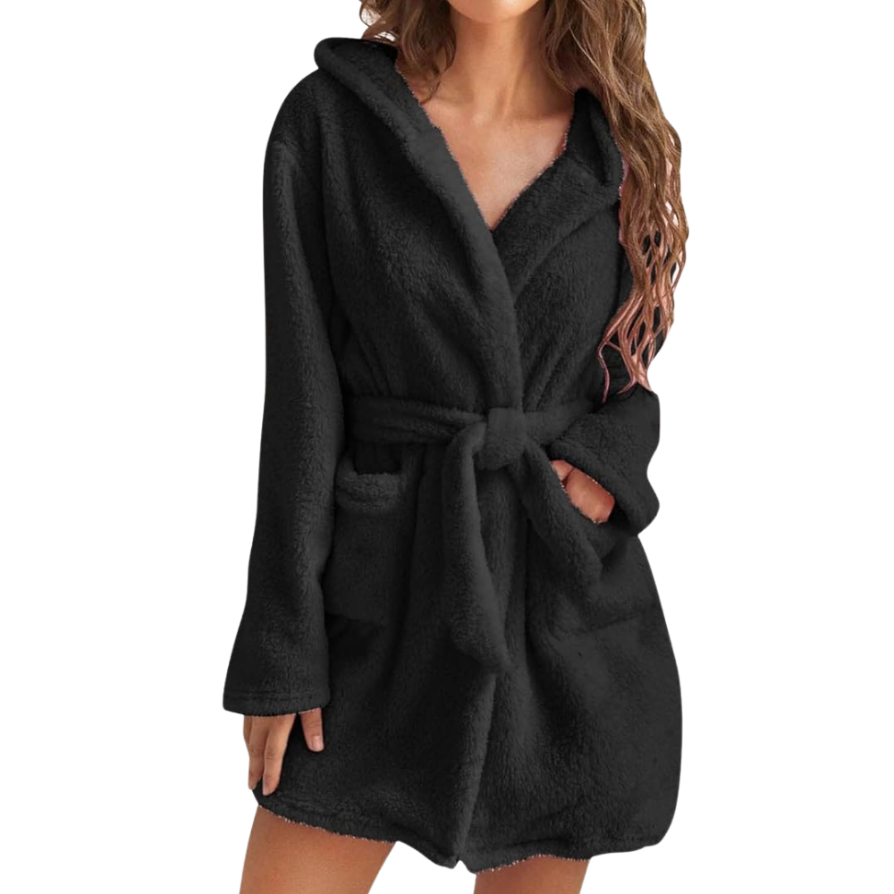 Warmelux Fleece Badjas met Capuchon en Verstelbare Tailleband