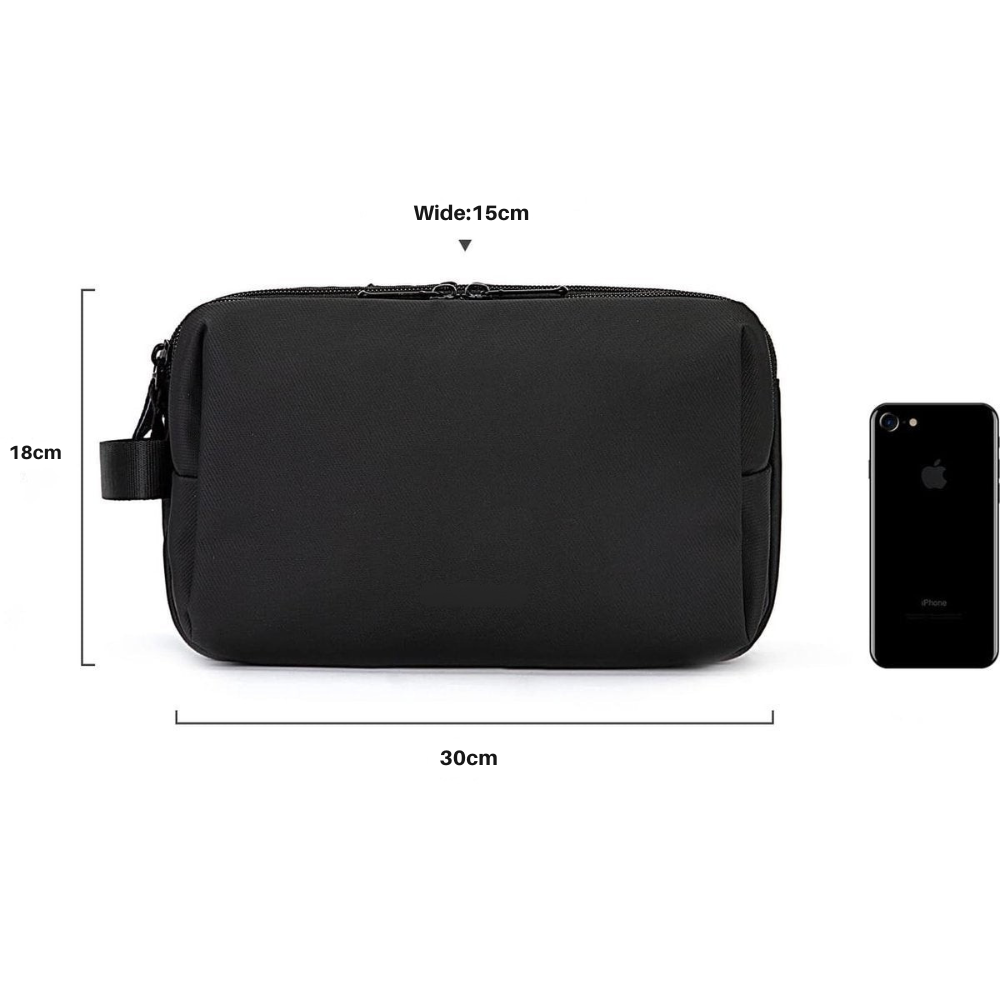 Reisvast Heren Toilettas met Dubbele Ritssluiting en Grote Opbergruimte