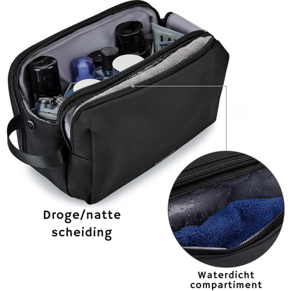 Reisvast Heren Toilettas met Dubbele Ritssluiting en Grote Opbergruimte