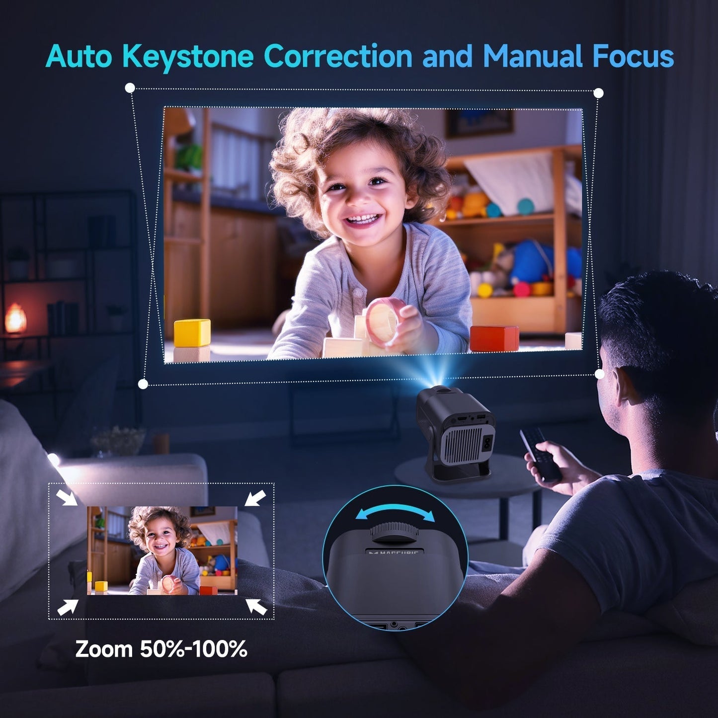 CineBeam 4K Mini Projector – Draagbare Thuisbioscoop met 180° Rotatie