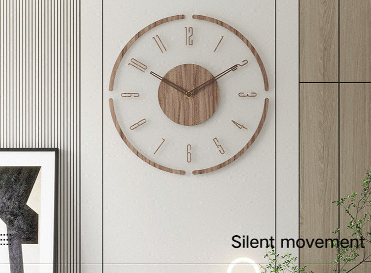 Noordse Stille Houten Wandklok – Minimalistisch Scandinavisch Ontwerp (14 Inch)