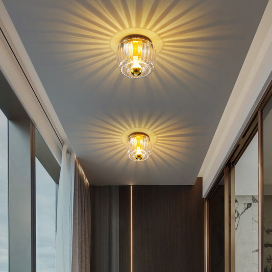 BrassRay Wand- en Plafondlamp – Luxe Zonvormige Lamp van Koper & Glas