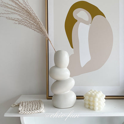 Gelaagde Abstracte Keramische Vaas - Modern Sculptuur Decor