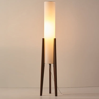 HoutLicht – Vloerlamp van Massief Walnoot met Stoffen Kap | Scandinavisch Design