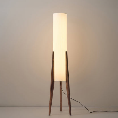 HoutLicht – Vloerlamp van Massief Walnoot met Stoffen Kap | Scandinavisch Design