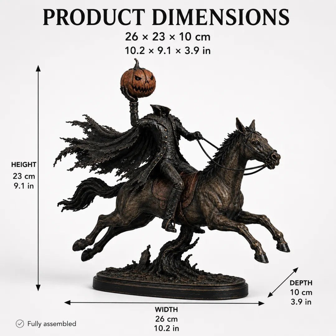 Decoratieve Halloweenfiguur op paard met pompoen Kalsten