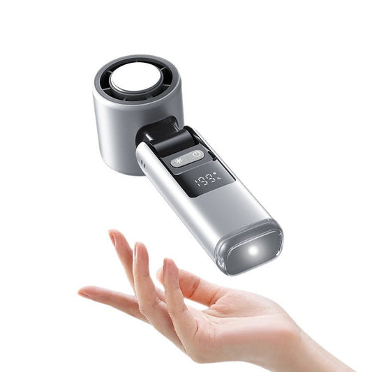 FreshFlow Slimme Handventilator met Digitaal Display en Oplaadbare Batterij