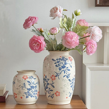 Bloemenpatroon Keramische Vaas - Elegante Huisdecoratie
