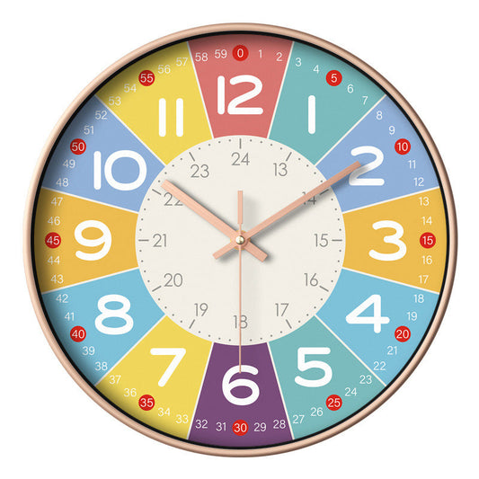 Kleurtijd Stille Kinderklok – Geluidloze Wandklok met Leerzaam Design