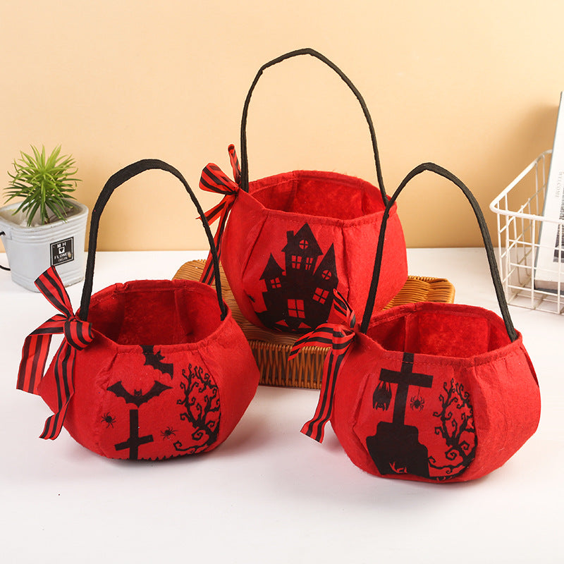 Pluche Halloween Snoepmand met Handvat en Strik