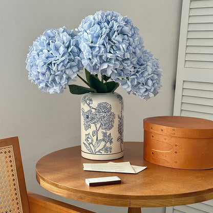Blauwe Bloemenvaas - Keramiek Decoratie met Florale Patronen