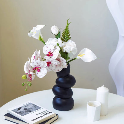 Geribde Keramische Bloemenvaas - Elegant Interieur Accessoire