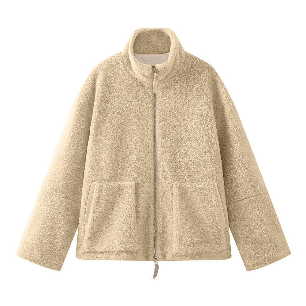 Warme Damesfleece Top Zylana – Losvallend Comfort met Staande Kraag