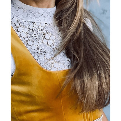 AlpenCharm Dirndljurk – Oranje Vintage Trachtenjurk met Beige Schort