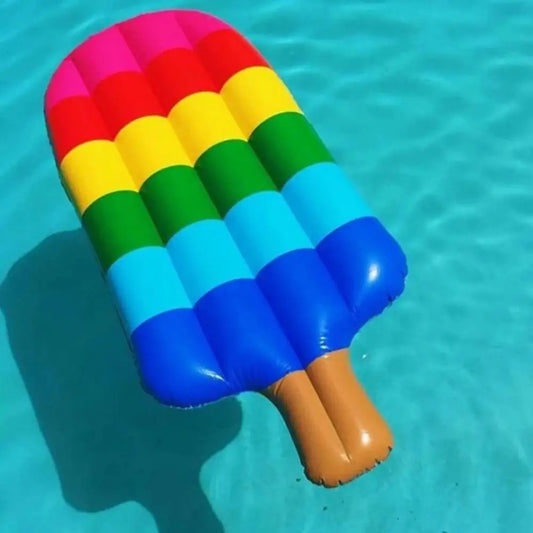 Opblaasbare Zwembad Float in IJsje Vorm – Vrolijke Regenboog Lounge voor het Zwembad