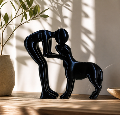 Abstracte Mens & Huisdier Verbindingsbeeldje - Minimalistische Woondecoratie
