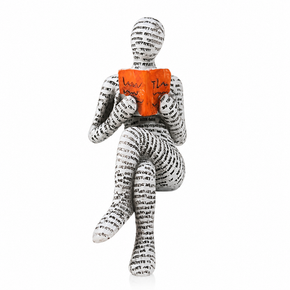 Lezend Vrouwenfiguur Woondecoratie - Rustgevend Kunstwerk voor Boekenliefhebbers