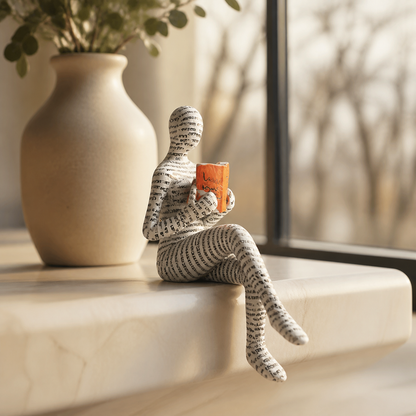 Lezend Vrouwenfiguur Woondecoratie - Rustgevend Kunstwerk voor Boekenliefhebbers