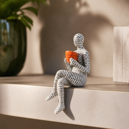 Lezend Vrouwenfiguur Woondecoratie - Rustgevend Kunstwerk voor Boekenliefhebbers