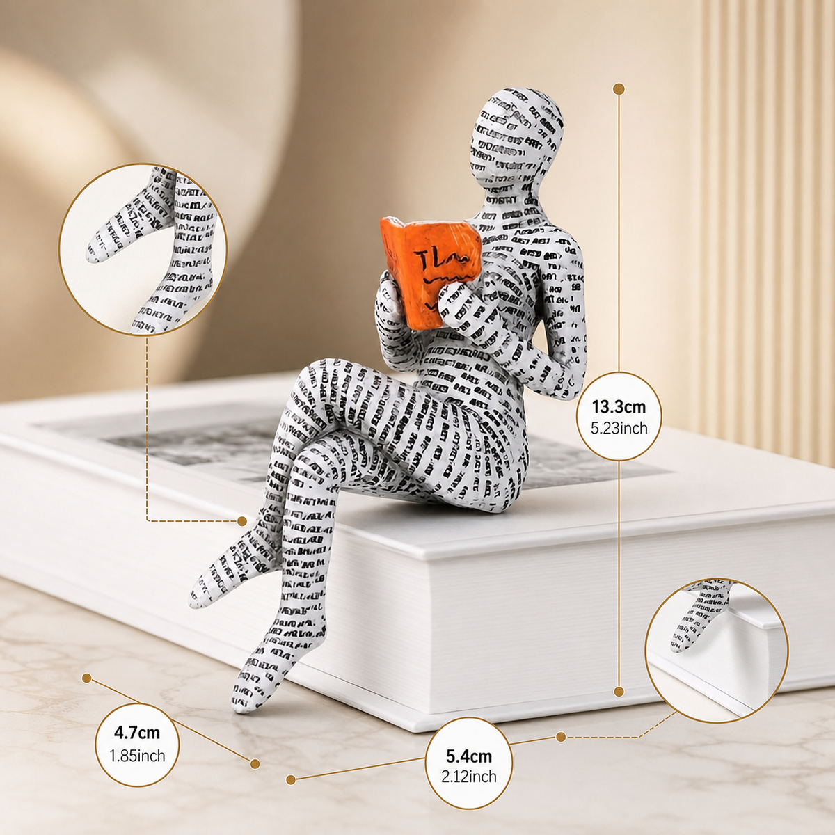 Lezend Vrouwenfiguur Woondecoratie - Rustgevend Kunstwerk voor Boekenliefhebbers