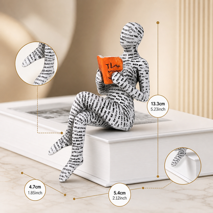 Lezend Vrouwenfiguur Woondecoratie - Rustgevend Kunstwerk voor Boekenliefhebbers