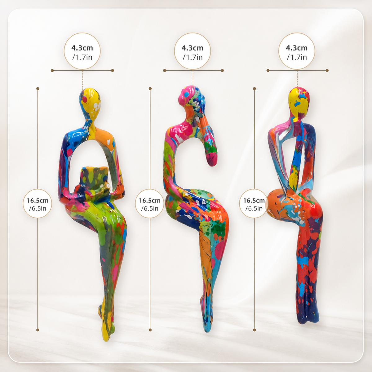 Abstracte Kunstfiguren Set - Moderne Woondecoratie met Kleurrijke Beeldjes