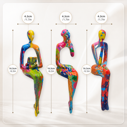 Abstracte Kunstfiguren Set - Moderne Woondecoratie met Kleurrijke Beeldjes