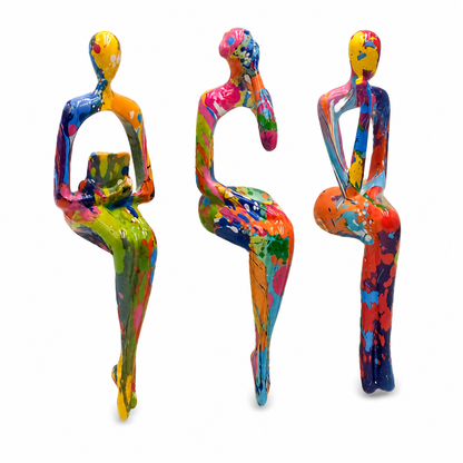 Abstracte Kunstfiguren Set - Moderne Woondecoratie met Kleurrijke Beeldjes