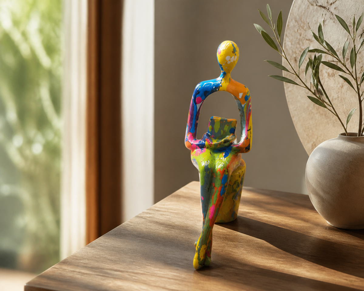 Abstracte Kunstfiguren Set - Moderne Woondecoratie met Kleurrijke Beeldjes