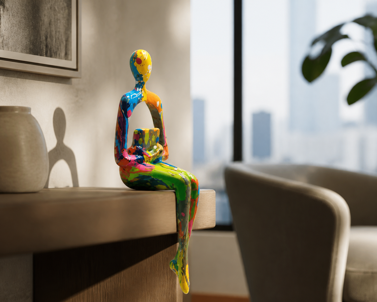 Abstracte Kunstfiguren Set - Moderne Woondecoratie met Kleurrijke Beeldjes
