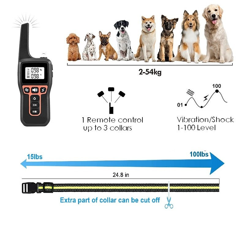 Oplaadbare 1000m Waterdichte Honden Trainingshalsband
