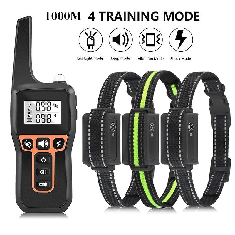 Oplaadbare 1000m Waterdichte Honden Trainingshalsband