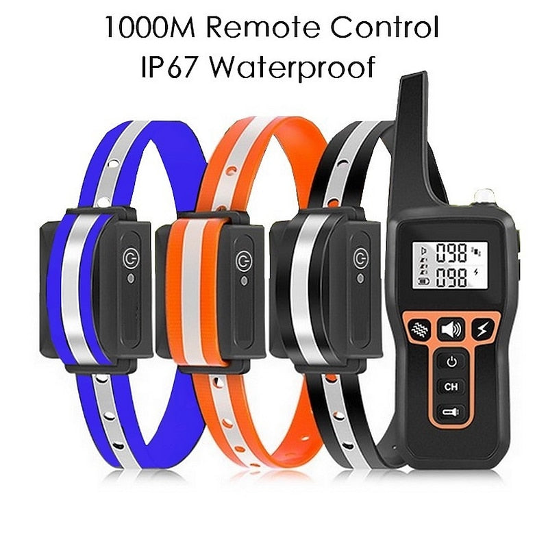 Oplaadbare 1000m Waterdichte Honden Trainingshalsband