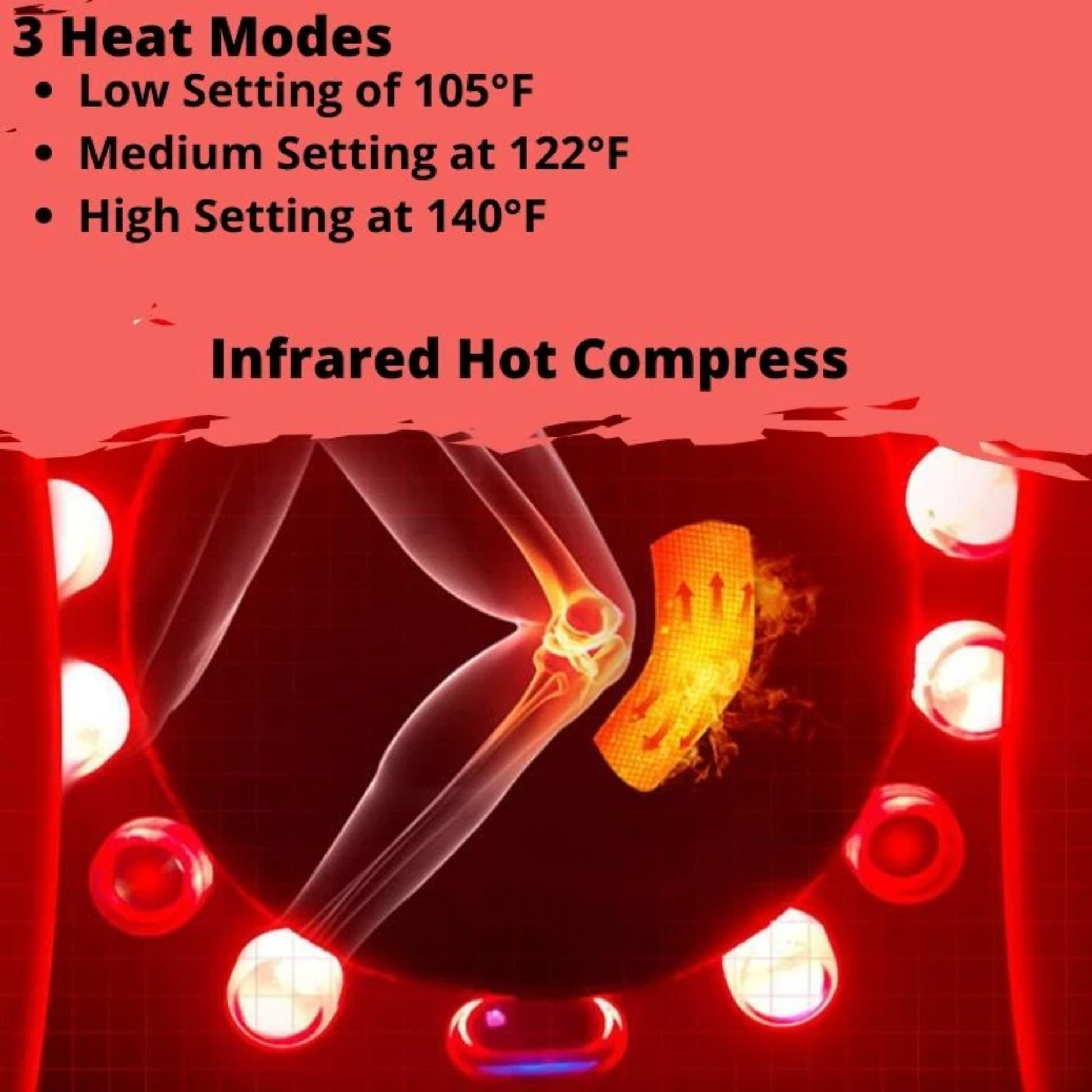 Oplaadbare Knie Massager - Rood Licht Kniepijn Verlichting Massager