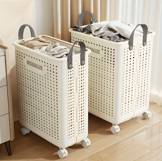 RollEase Opvouwbare Wasmand – Met Wielen, Compact & Duurzaam voor Eenvoudig Transport