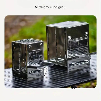 VuurKracht Compact – Opvouwbare RVS Houtkachel voor Buitenactiviteiten