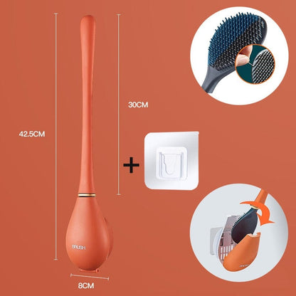 Hygiënische Siliconen Toiletborstel met Wandhouder en Sneldrogend Design