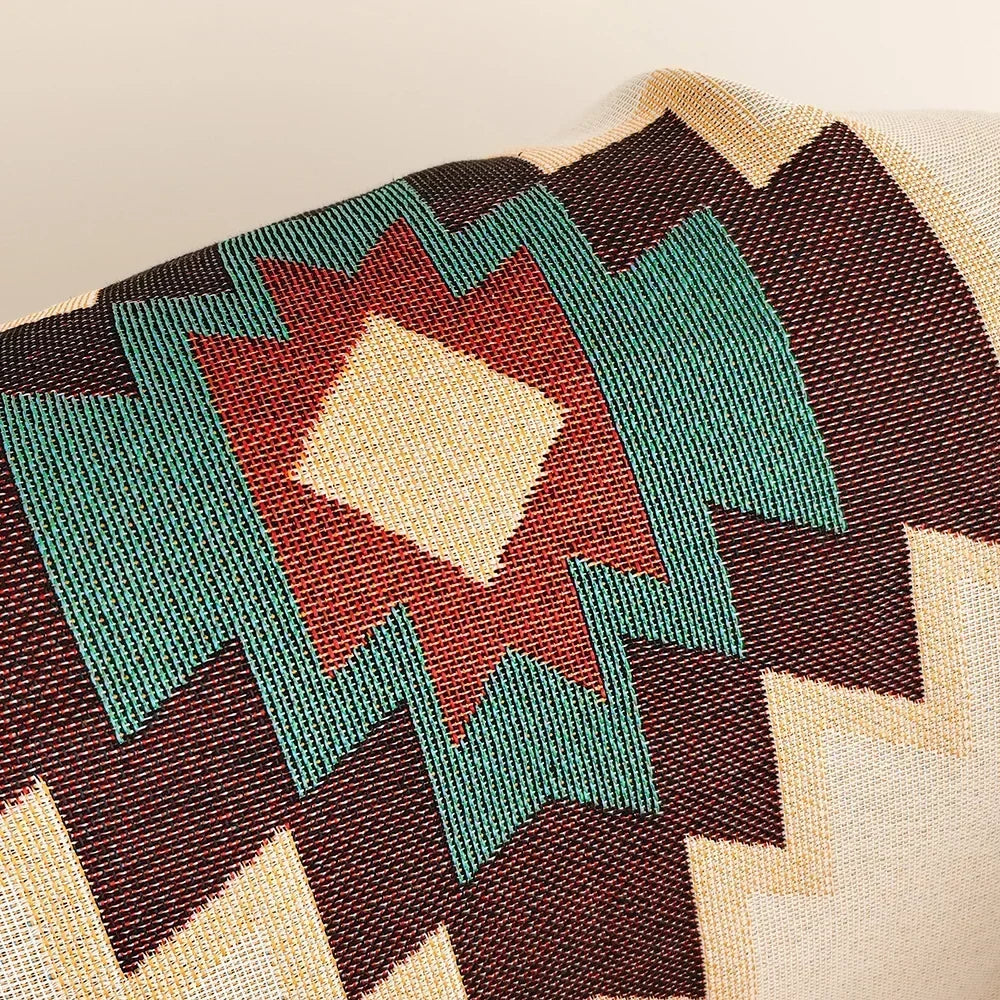 Boho Aztec Oversized Katoenen Deken met Franjes – Omkeerbaar voor Bank & Bed