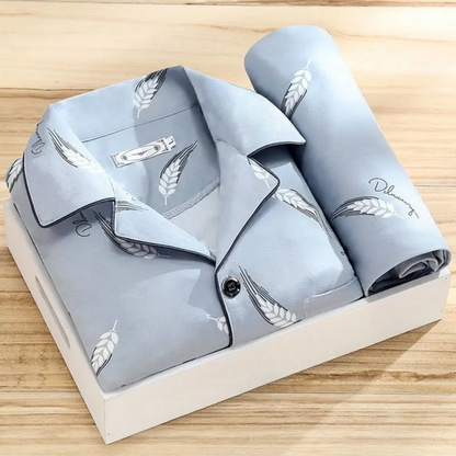 NachtComfort Heren Pyjamaset Met Knoopsluiting en Ademend Design