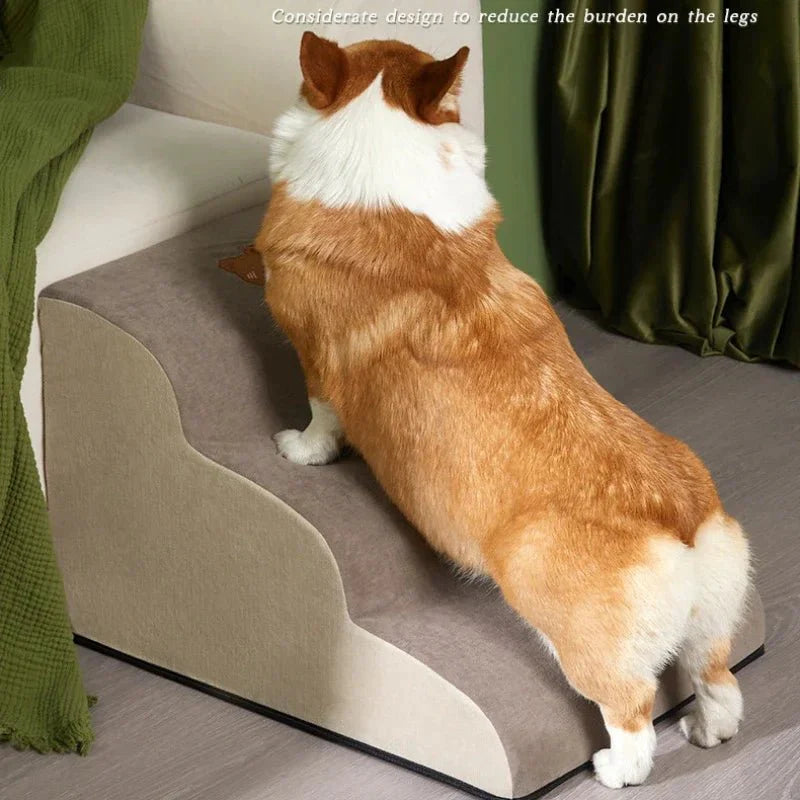 PetComfort Geheugenfoam Honden Trappen – Comfortabel en Veilig voor Kleine, Oude en Gewonde Honden met Antislip Basis en Wasbare Hoes