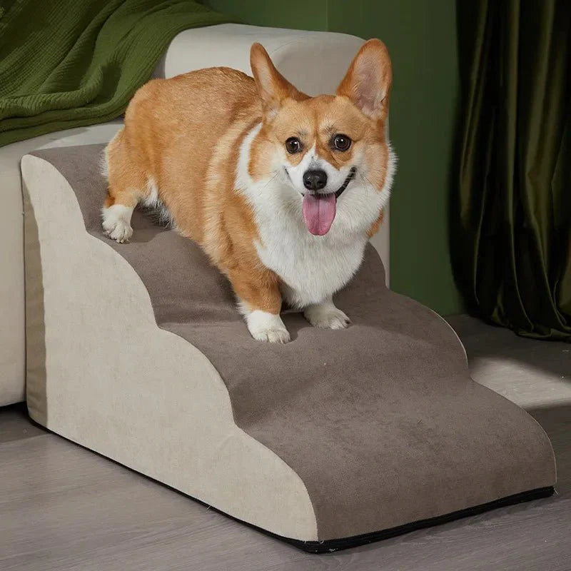 PetComfort Geheugenfoam Honden Trappen – Comfortabel en Veilig voor Kleine, Oude en Gewonde Honden met Antislip Basis en Wasbare Hoes