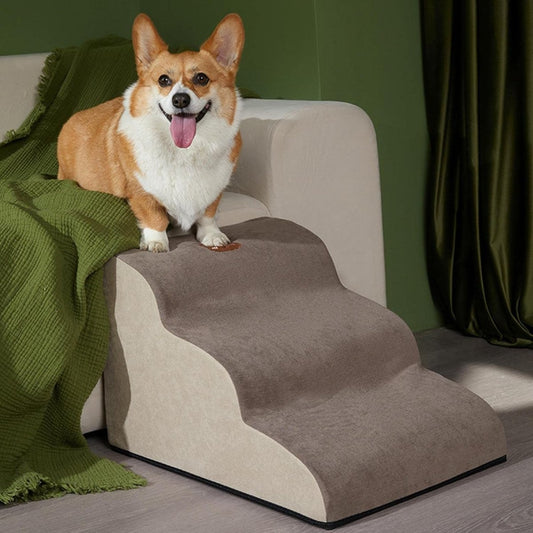 PetComfort Geheugenfoam Honden Trappen – Comfortabel en Veilig voor Kleine, Oude en Gewonde Honden met Antislip Basis en Wasbare Hoes