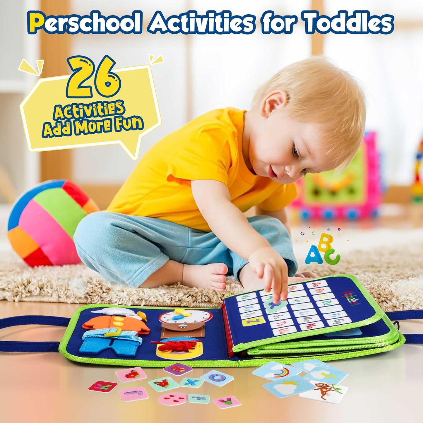Peuter Drukbord Montessori Speelgoed | Activiteiten Educatief Sensorisch Drukboek voor Kinderen van 2-4 Jaar
