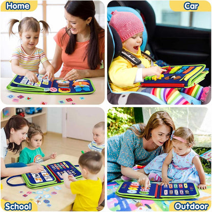 Peuter Drukbord Montessori Speelgoed | Activiteiten Educatief Sensorisch Drukboek voor Kinderen van 2-4 Jaar