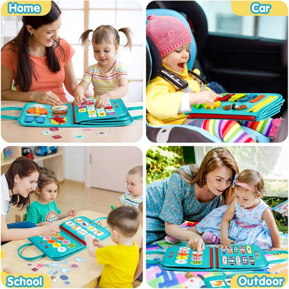 Peuter Drukbord Montessori Speelgoed | Activiteiten Educatief Sensorisch Drukboek voor Kinderen van 2-4 Jaar